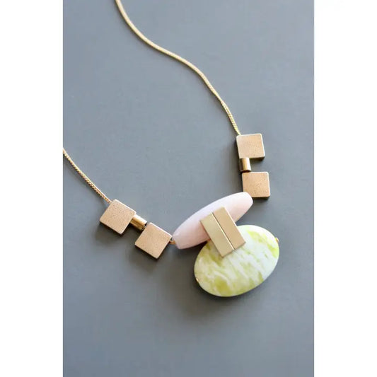 Pink Jade and Lemon Quartz Necklace