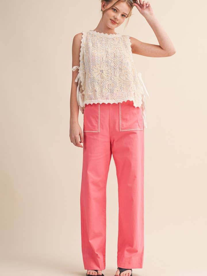 Floral Crochet Tank - Off White