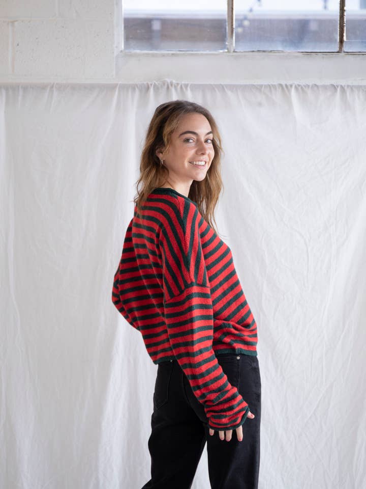 Piper Cardigan - Red/Green
