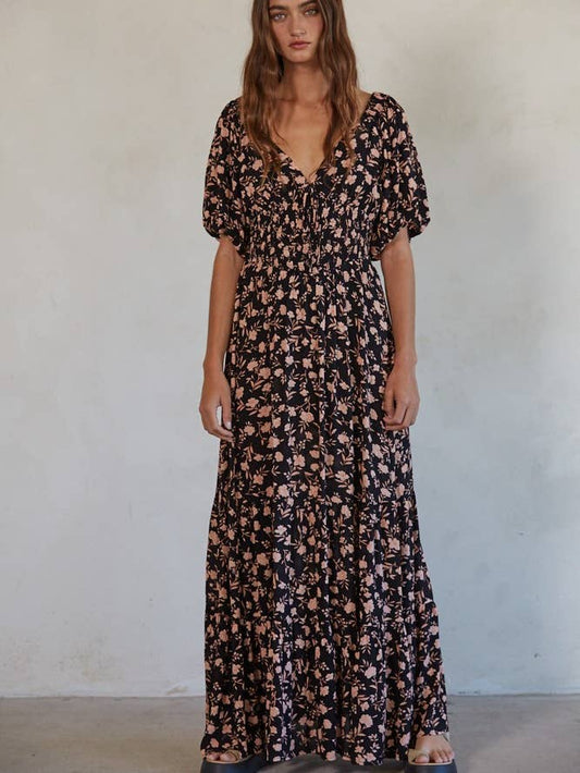 Camellia Maxi Dress - Black Multi