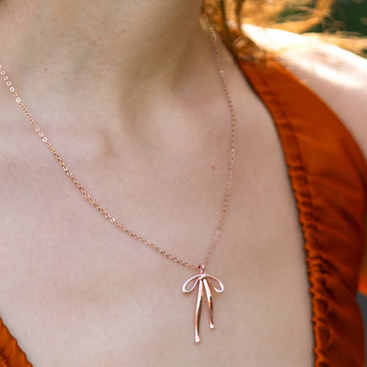 Bad To the Bow Necklace - Rose Gold