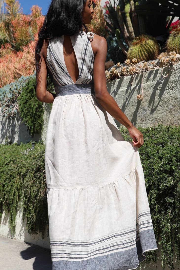 Lamar Maxi Dress - Provence Stripe