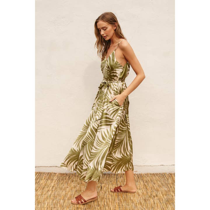 Tropical Adventures Maxi Dress - Palm Fronds