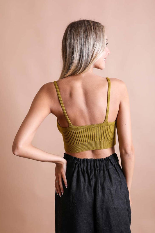 Contour Rib Knit Brami - Mustard