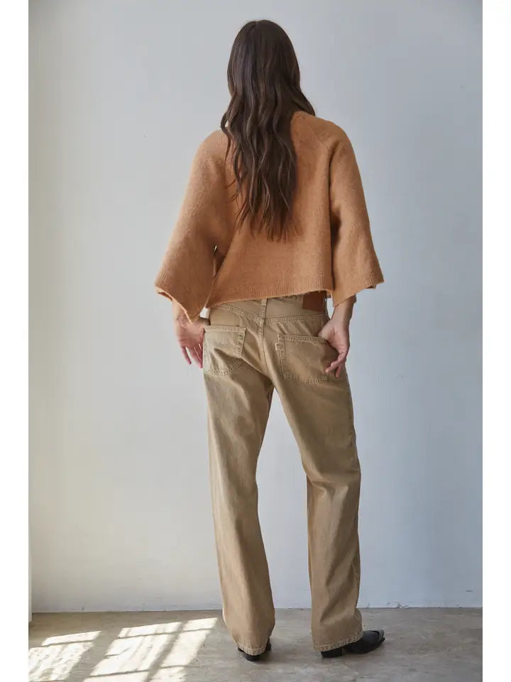 Turtleneck Boxy Pullover - Camel