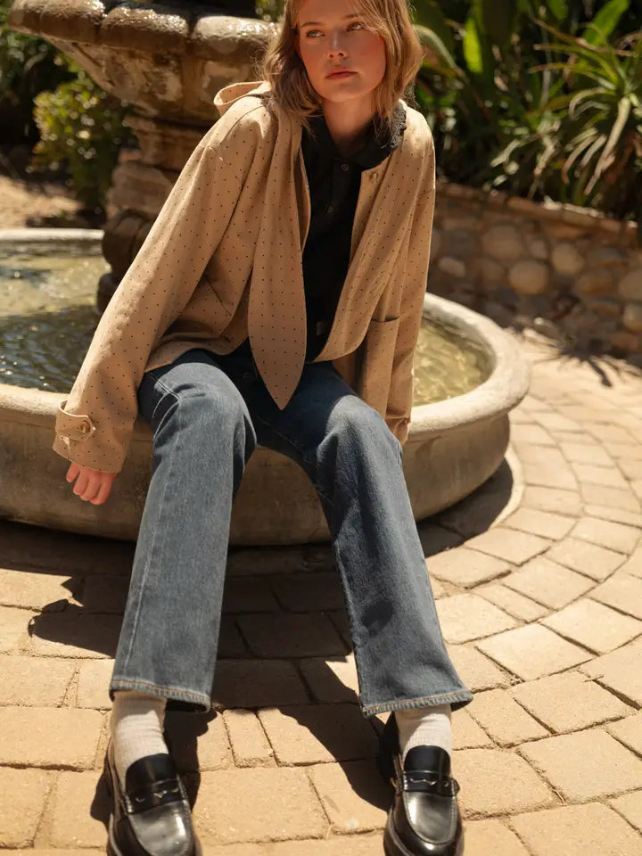 Polka Dot Jacket with Hood - Beige Dot