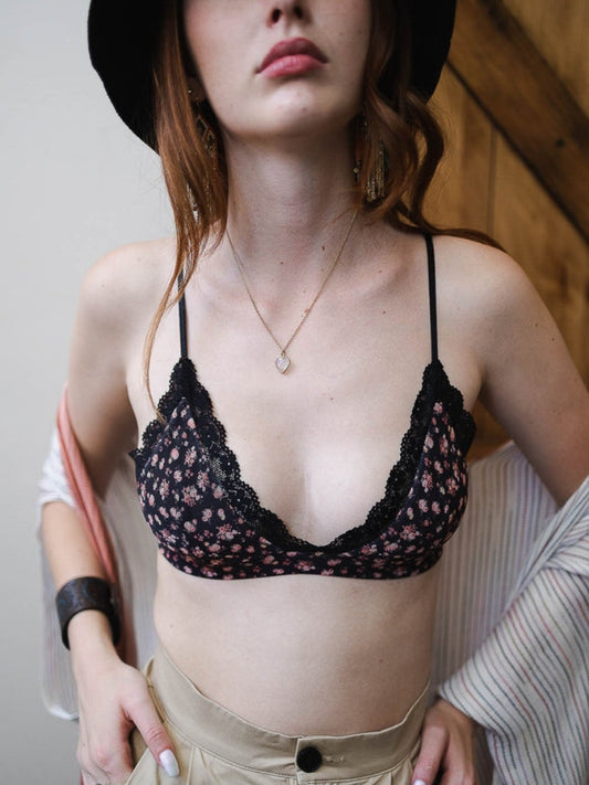 Ditsy Floral Bralette - Black