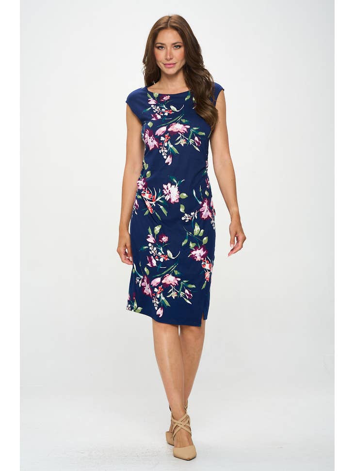 Short Sleeve Bodycon Dress - Navy