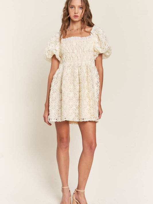 Floral Mini Dress - Ivory
