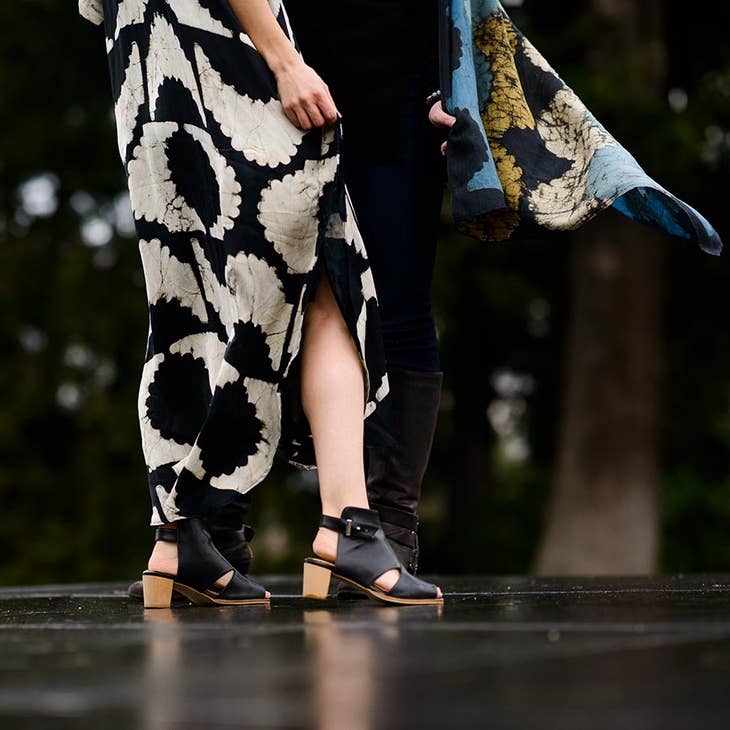 Silky Block Print Dress - Sunset