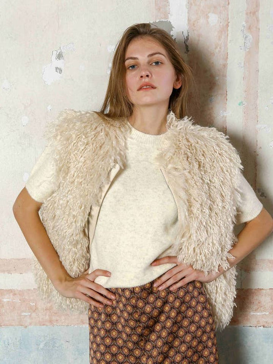 Fur Effect Vest - Off-White