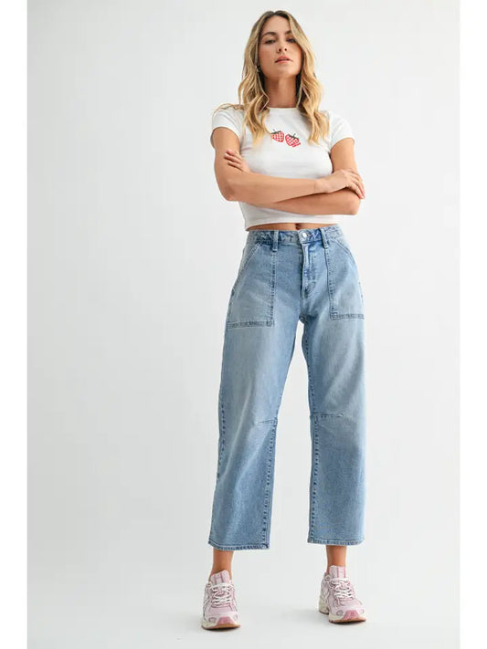 Utility Seamed Barrel Jean - Light Wash
