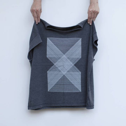 Palindromes Geometric Triangles Boxy Tee - Black