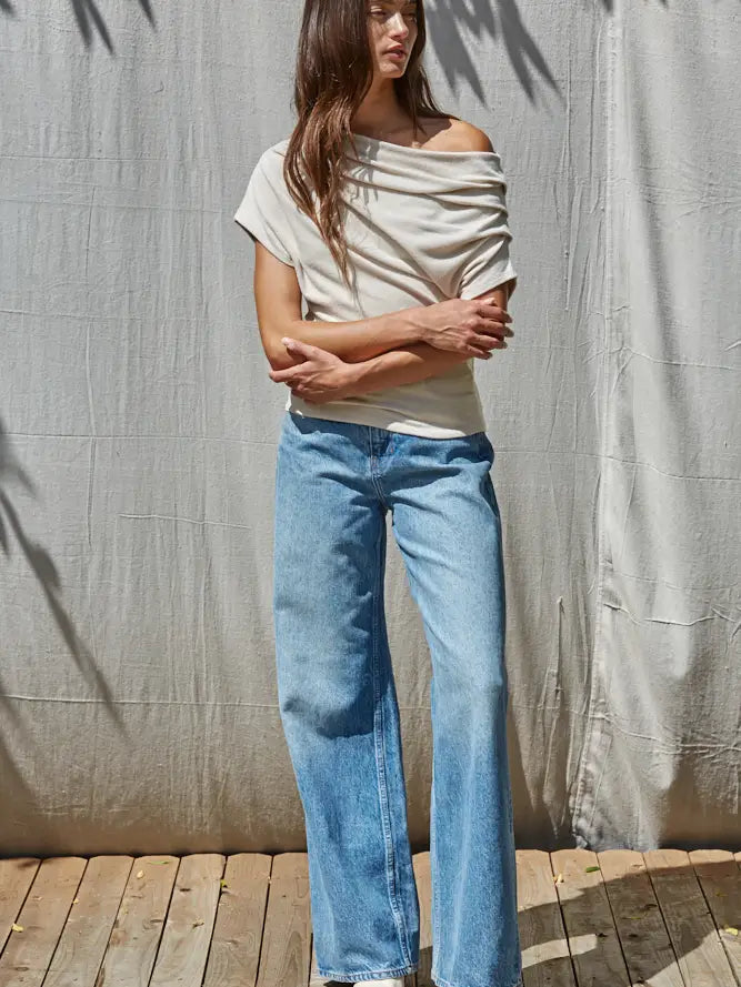 Off Shoulder Drape Top - Natural