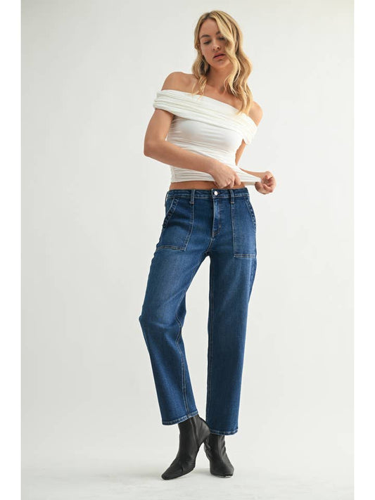 Utility Pocket Straight - Dark Wash