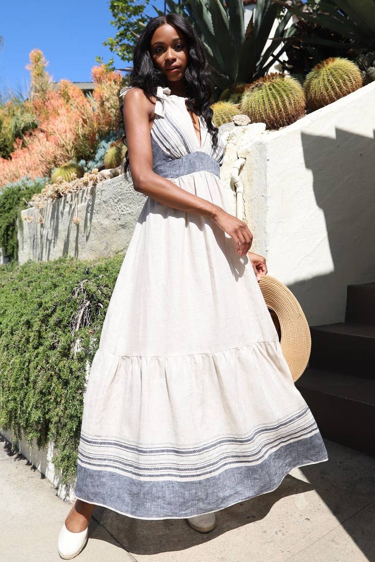 Lamar Maxi Dress - Provence Stripe