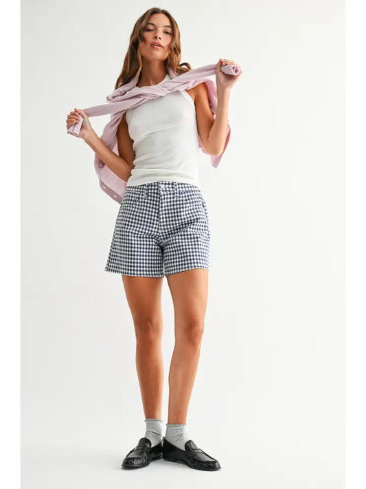 Lightweight Short - Navy Gingham