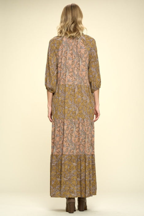 Paisley Tier Dress - Peach