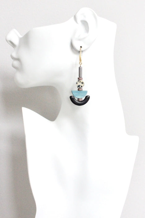 Dalmatian and Wood Earrings