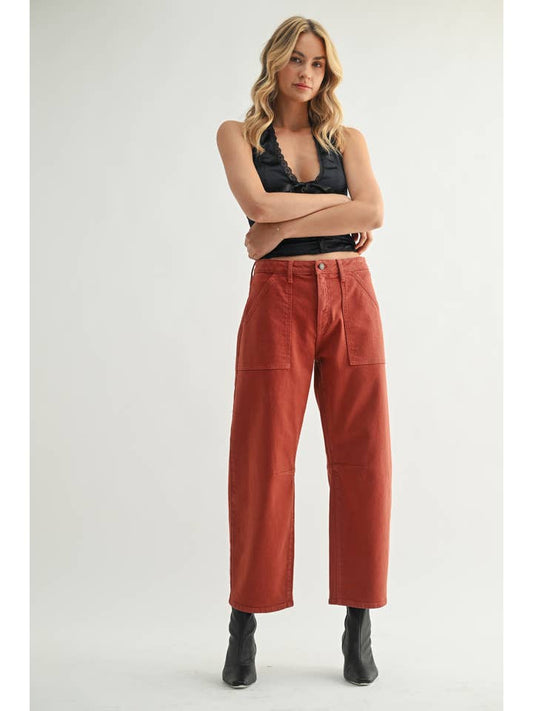 Utility Seamed Barrel Jean - Dark Mauve
