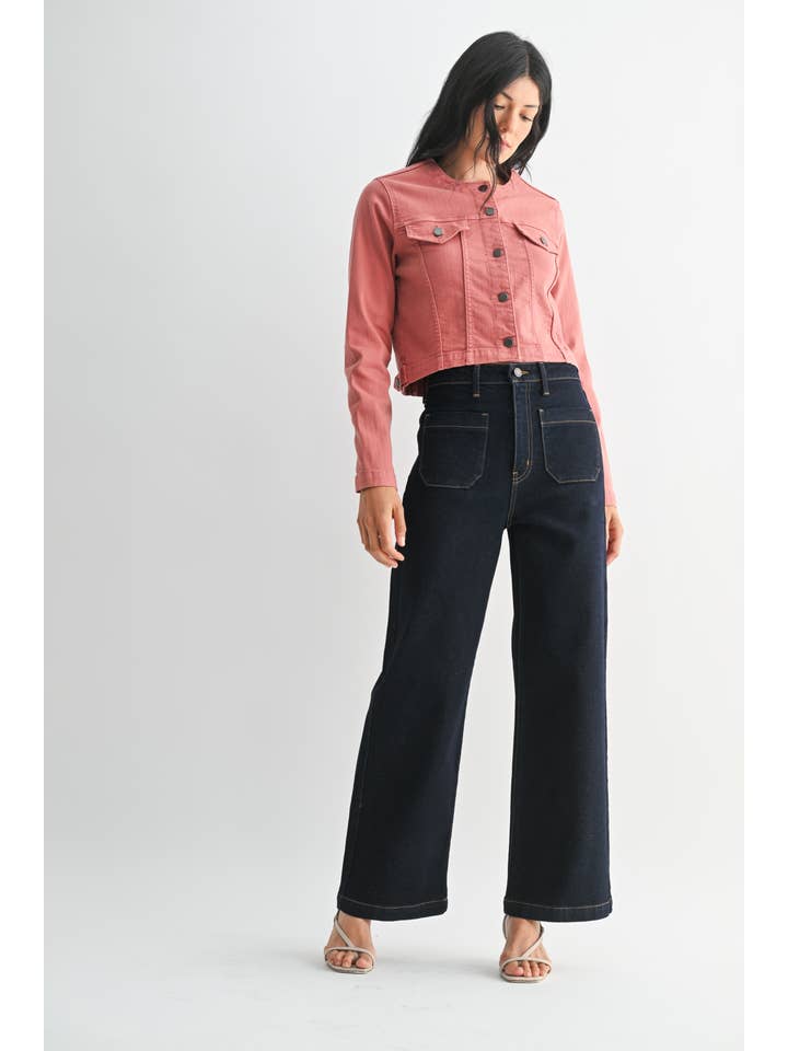 Patch Pocket Wide Leg - Super Dark