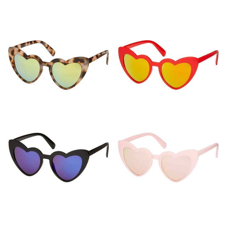 Cat Eye Heart Sunglasses - Multi Reflective