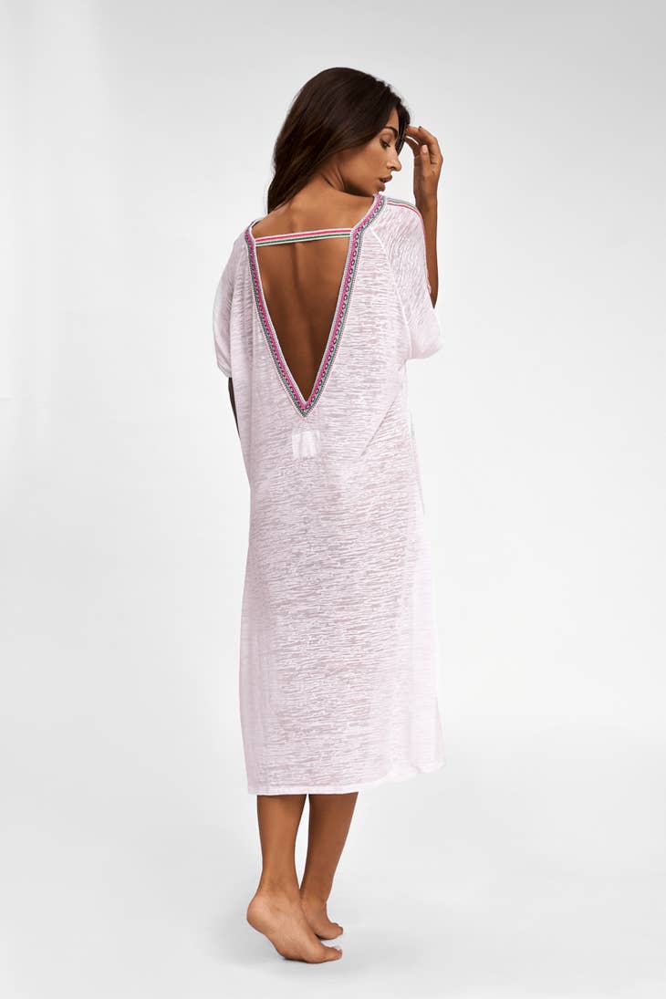 V Back Dress - White