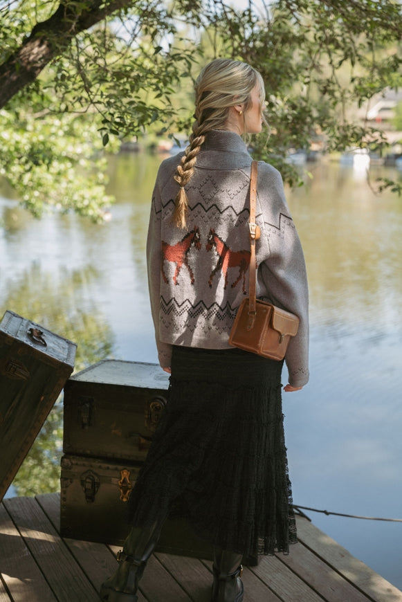 Horse Cardigan - Dark Grey