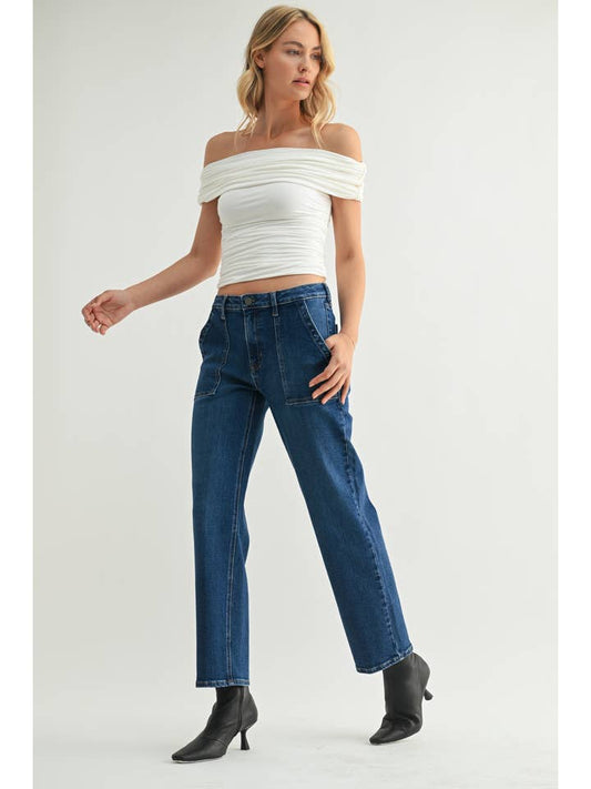 Utility Pocket Straight - Dark Wash