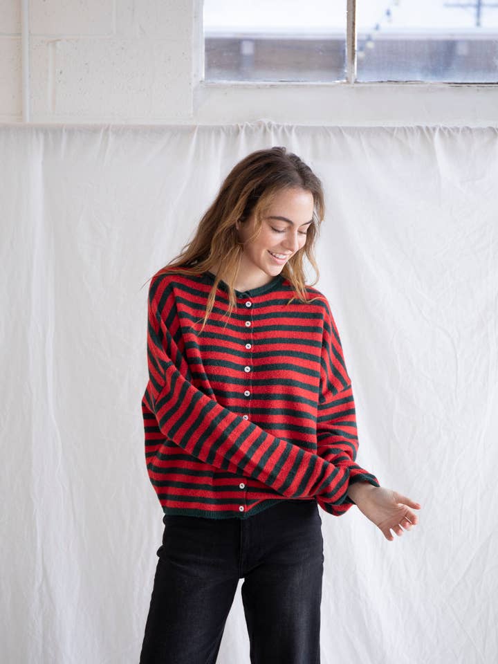 Piper Cardigan - Red/Green