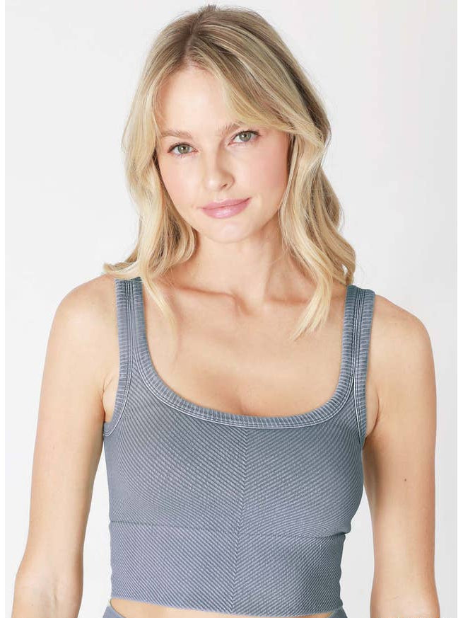 Chevron Crop Top - Vintage Blueberry