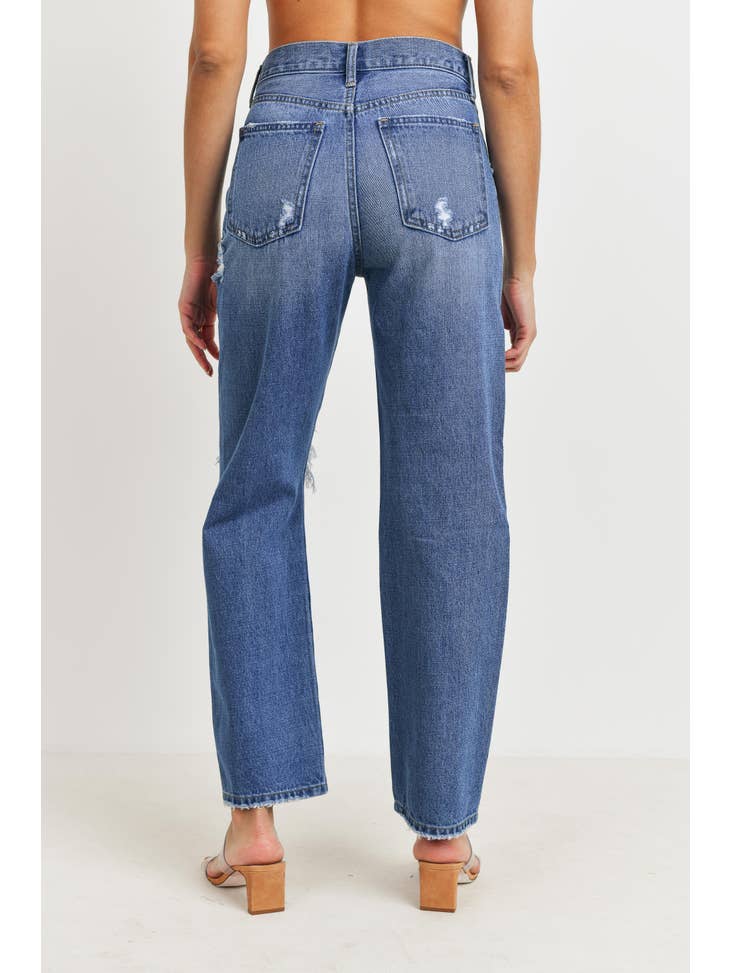 High Rise Dad Jean - Medium Wash