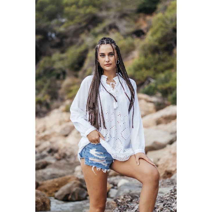 Cotton Eyelet Ibiza Blouse