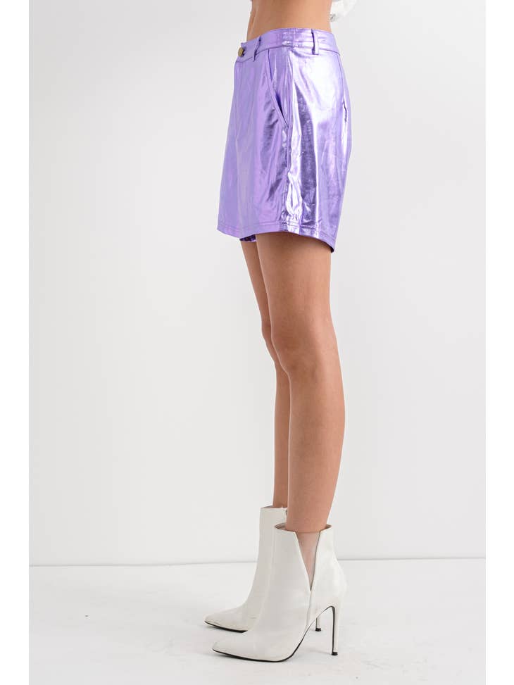 Metallic Shorts - Purple