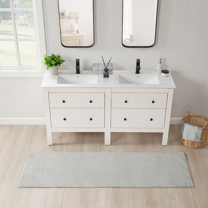 Luxury Feather Touch Reversible Bath Rug - Grey