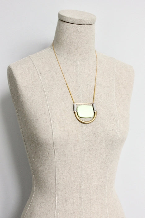 Mint Agate and Magnesite Geometric Necklace