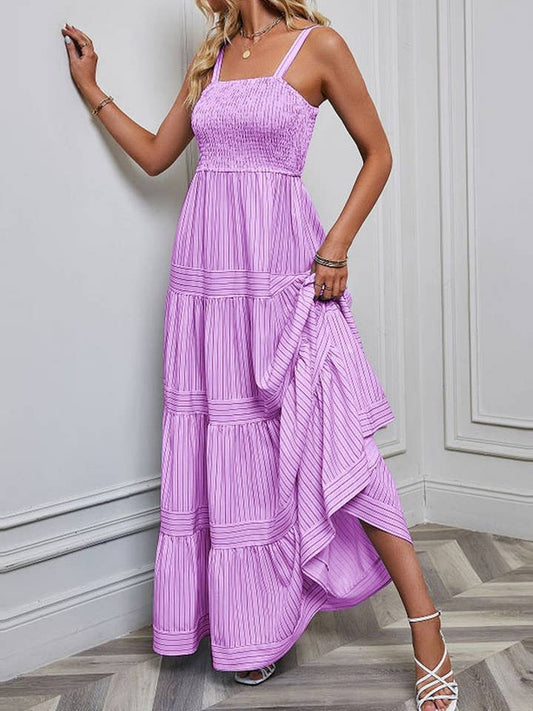 Striped Maxi Dress - Purpe