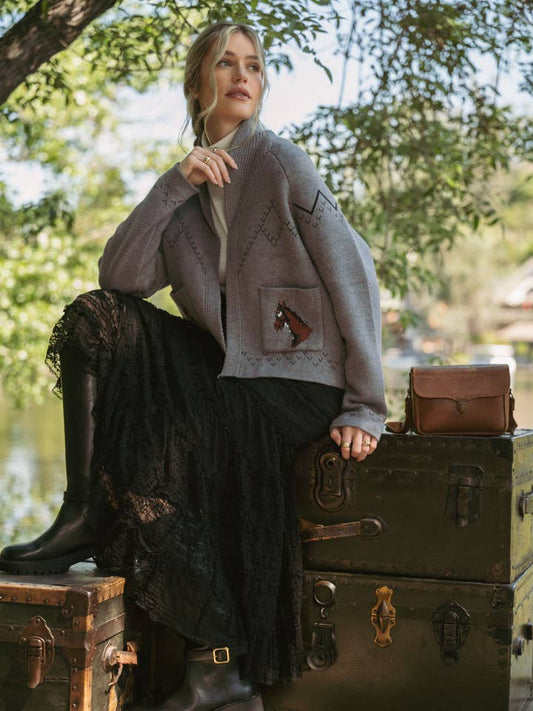 Horse Cardigan - Dark Grey