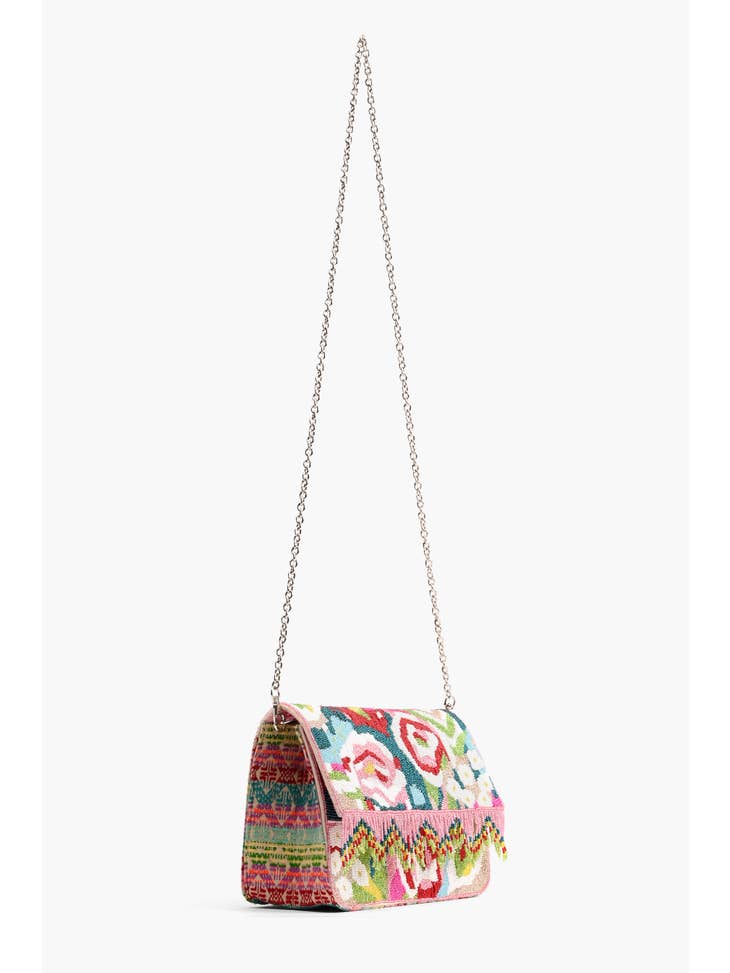 Geo Floral Beaded Crossbody Bag