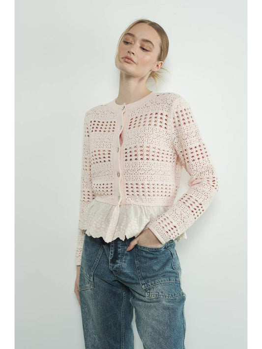 Lace Ruffle Sweater - Cream