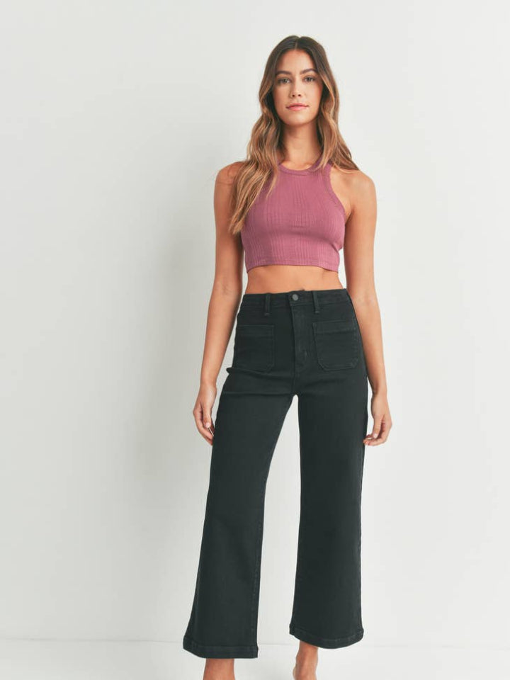 Patch Pocket Wide Leg - Black