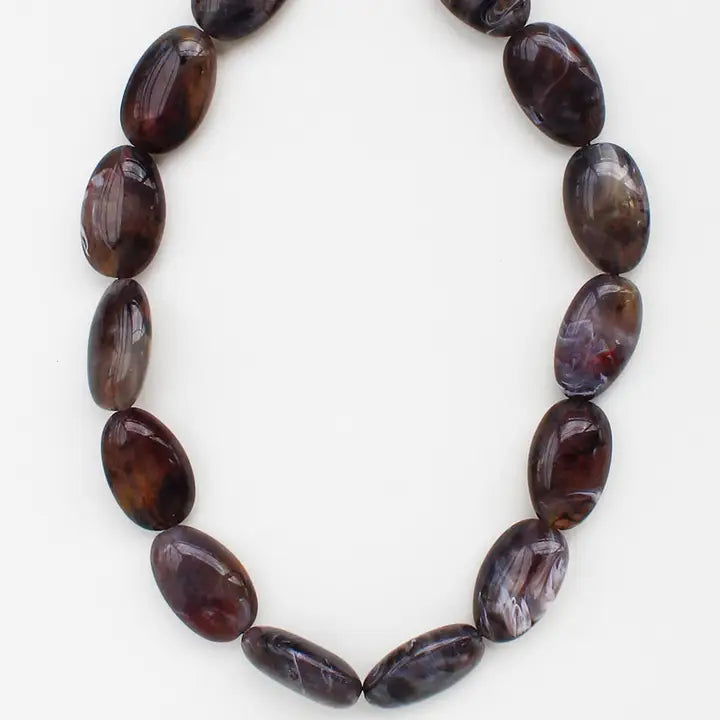 Bold Oval Marbled Necklace - Dark Grey