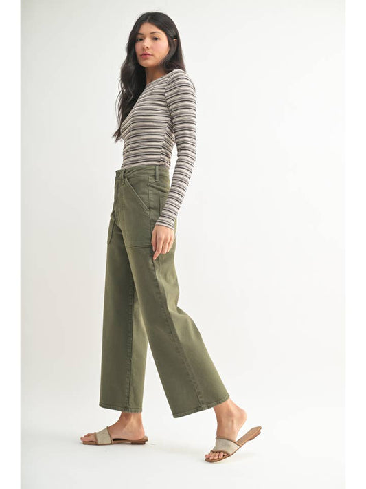Wide Leg Cargo Pocket - Dusty Olive