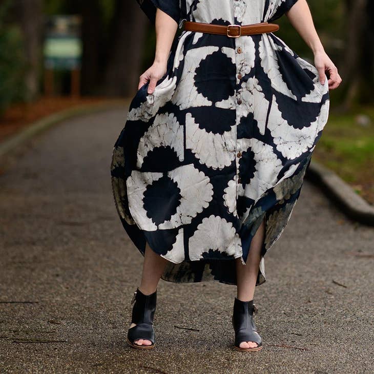 Silky Block Print Dress - Sunset