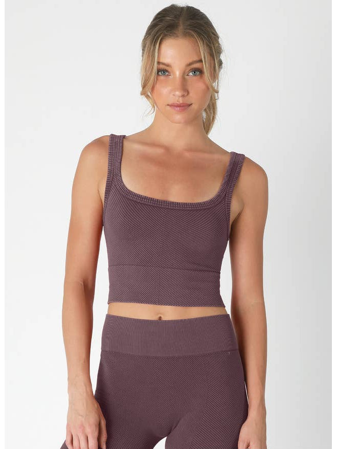 Chevron Crop Top - Vintage Plum