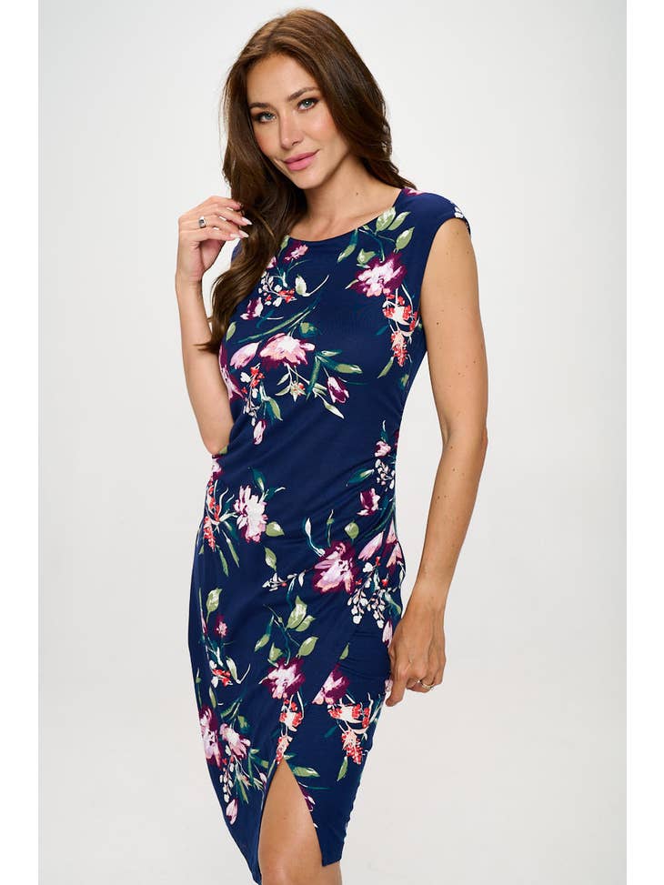 Short Sleeve Bodycon Dress - Navy