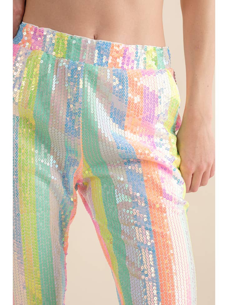 Rainbow Sequin Jogger Pants