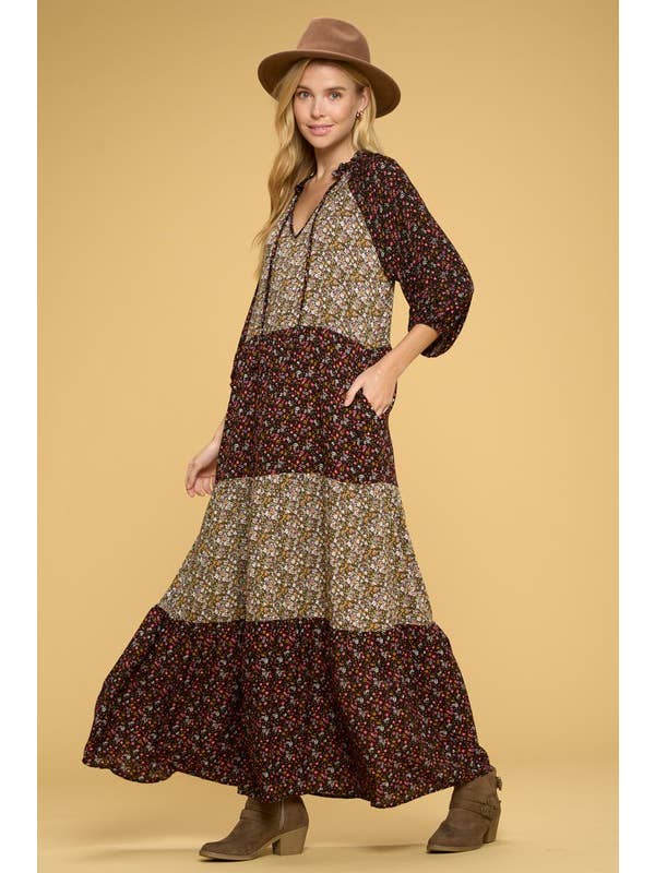 Paisley Tier Dress - Black