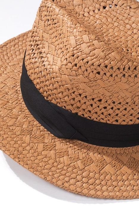 Boho Chic Summer Panama Hat - Light Brown