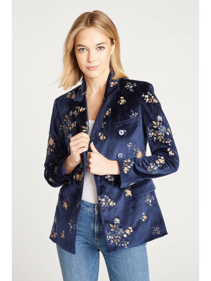 Velvet Blazer - Navy Speck